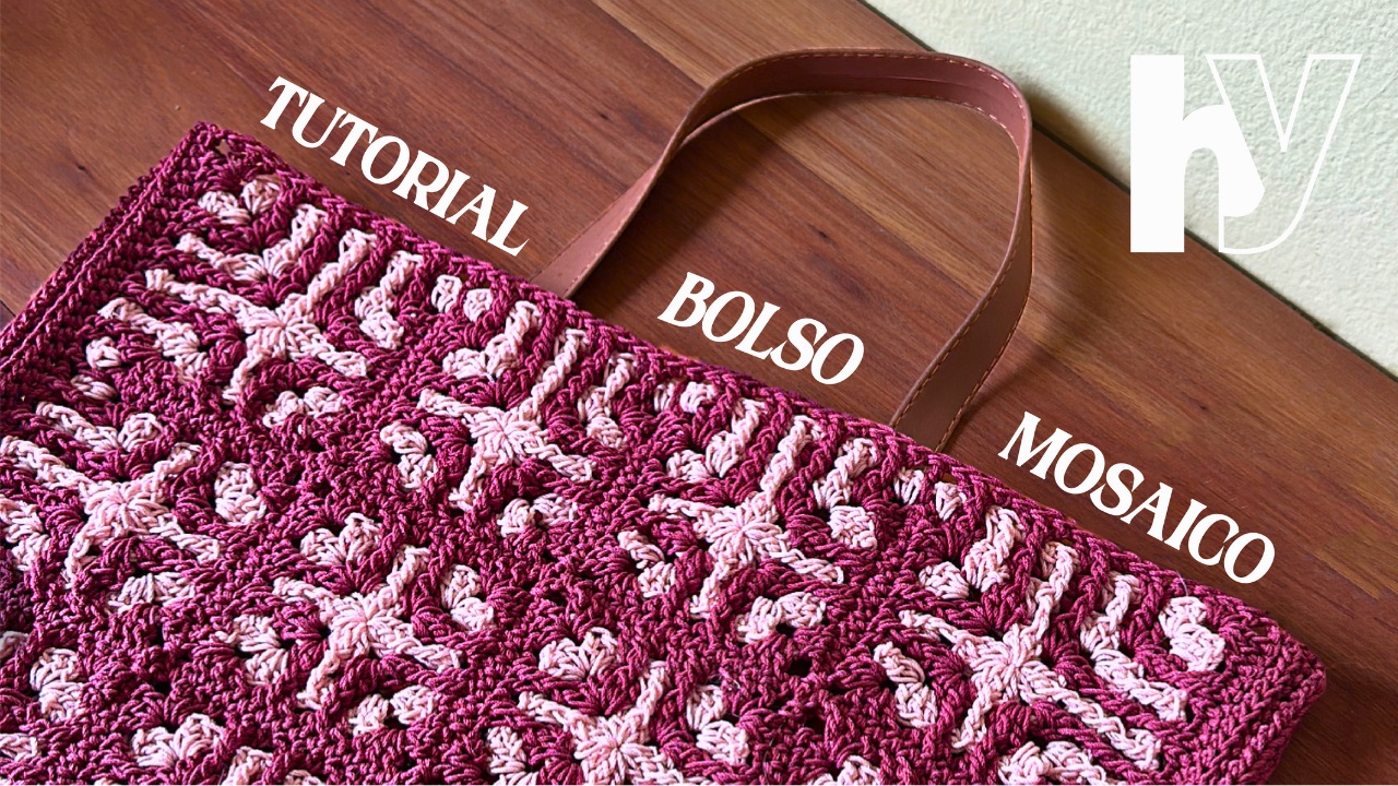 Cómo tejer a crochet un bolso estilo mosaico con cuadrados de ganchillo | Tutorial paso a paso
